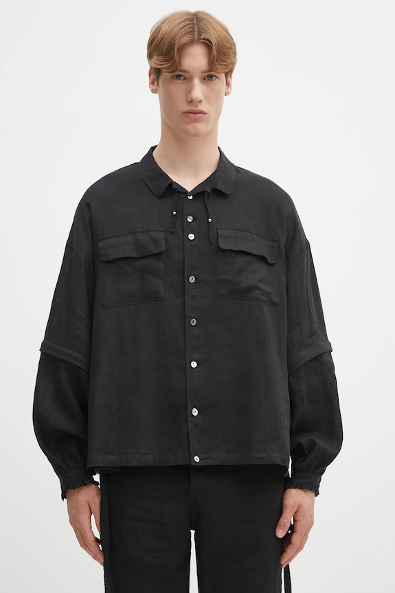 Undercover camicia di lino Shirt blouse rilassato nero UC1E4408.1