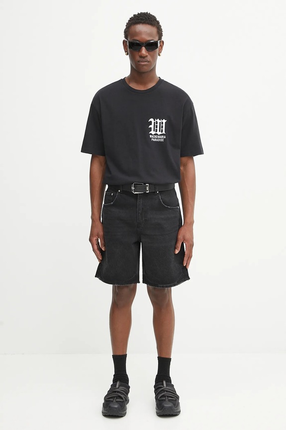Wacko Maria t-shirt bawełniany washed heavy weight 25SS.WMT.WT06 czarny