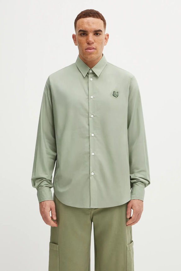 Bavlněná košile Maison Kitsuné Bold Fox Head Relaxed relaxed zelená MM00403WC5042