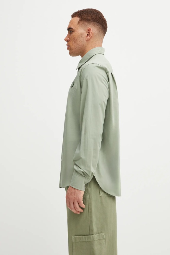 Bavlněná košile Maison Kitsuné Bold Fox Head Relaxed MM00403WC5042 zelená SS25