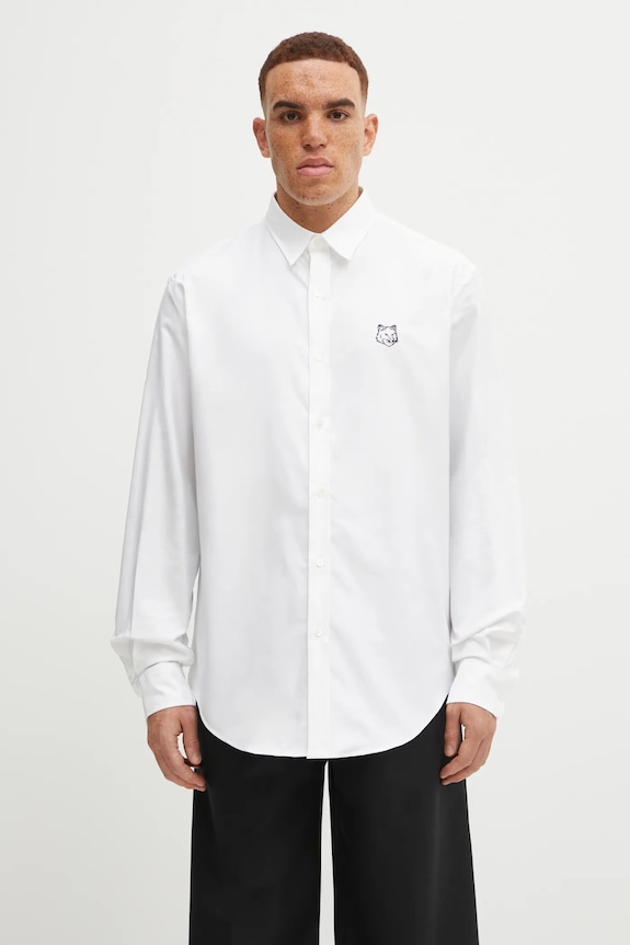 Maison Kitsuné koszula bawełniana Contour Fox Head Skate gładkie biały MM00405WC5012