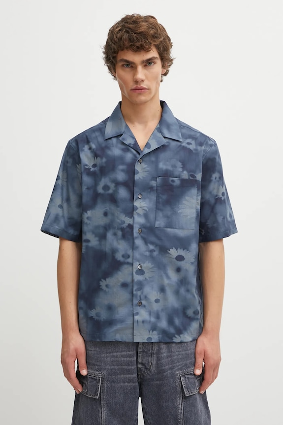 Maison Kitsuné cotton shirt Resort cotton blue OM00421WW9054