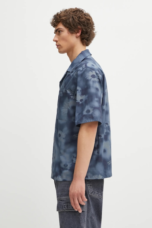 Maison Kitsuné cotton shirt Resort OM00421WW9054 blue SS25