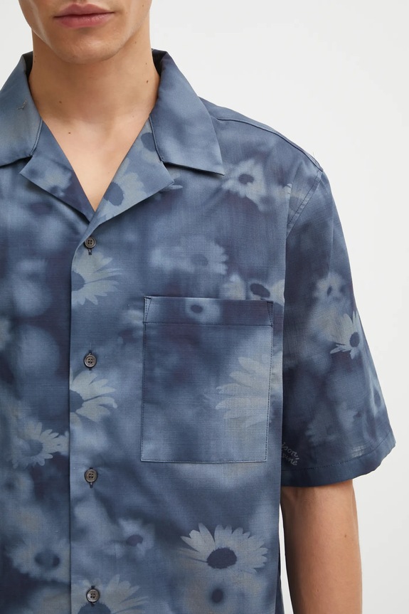 Maison Kitsuné cotton shirt Resort blue OM00421WW9054