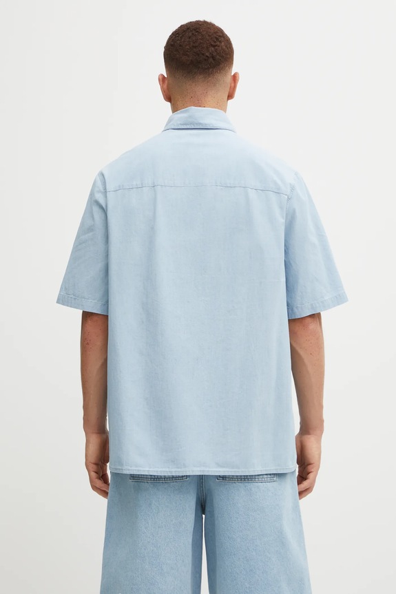 Clothing Maison Kitsuné cotton shirt Relaxed Short Sleeve OM00424WC5006 blue