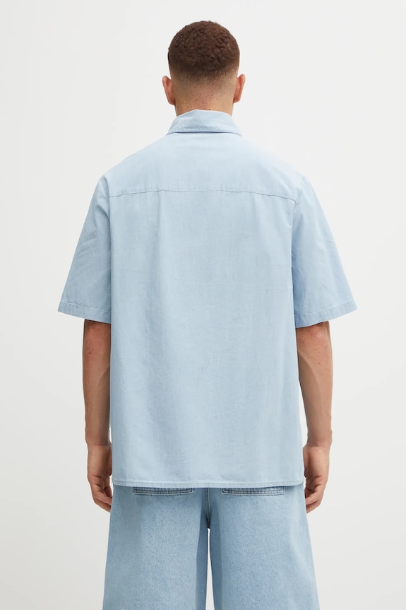 Clothing Maison Kitsuné cotton shirt Relaxed Short Sleeve OM00424WC5006 blue