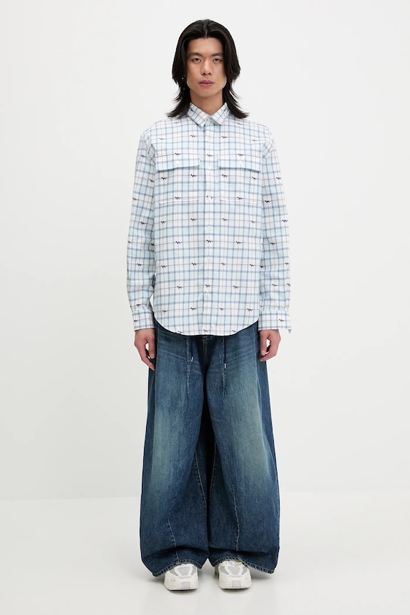 Maison Kitsuné cotton shirt Double Pocket Skate OM00425WW0118 blue