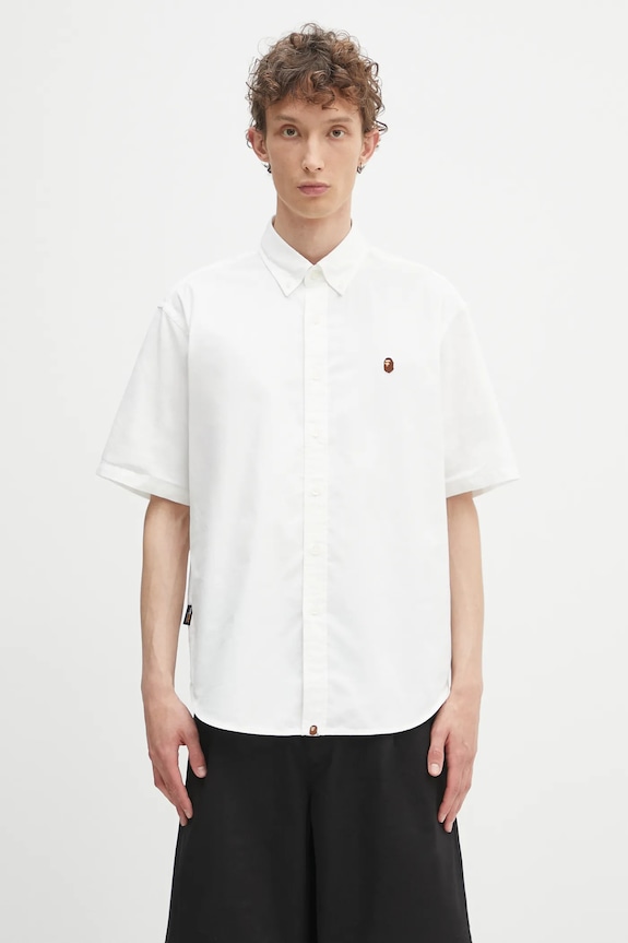 A Bathing Ape camicia One point oxford rilassato bianco 1L30132301