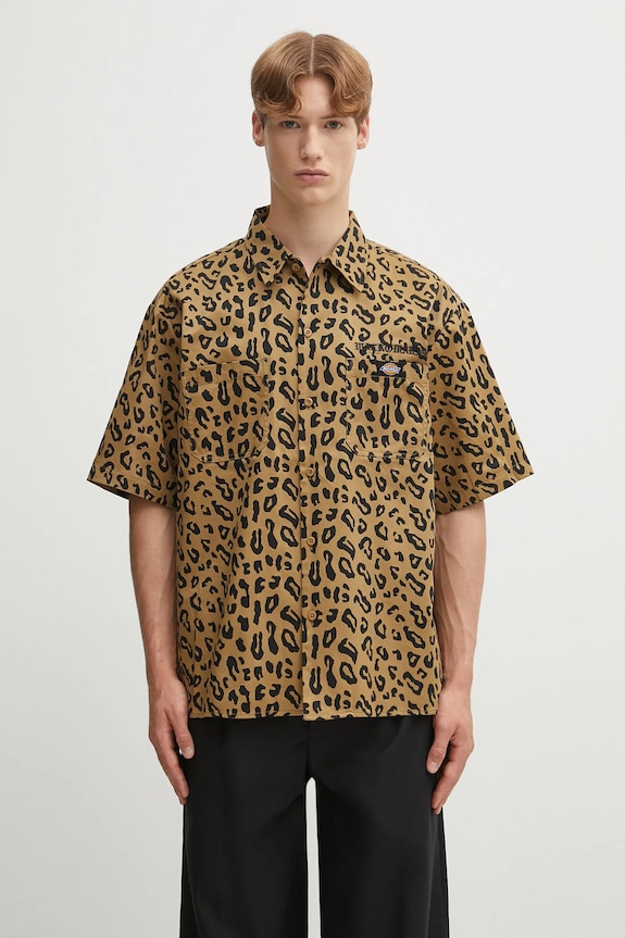 Bavlněná košile Wacko Maria DICKIES / WORK SHIRT ( TYPE-2 ) relaxed hnědá 25SS.WMS.DC02