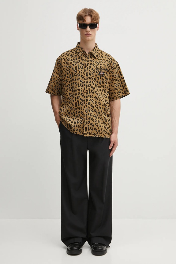 Bavlněná košile Wacko Maria DICKIES / WORK SHIRT ( TYPE-2 ) 25SS.WMS.DC02 hnědá
