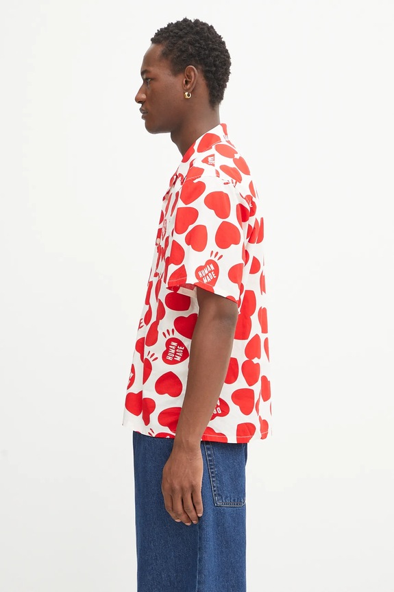 Human Made cotton shirt Woven HM29SH026 red SS25