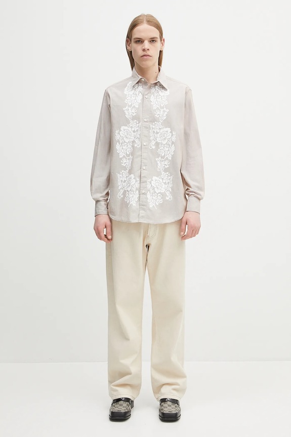 Aries cămașă din bumbac Lace Overprinted Poplin Shirt AR4010203