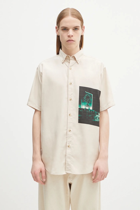 Košile Aries Motel Graphic Work Shirt relaxed béžová AR4011503