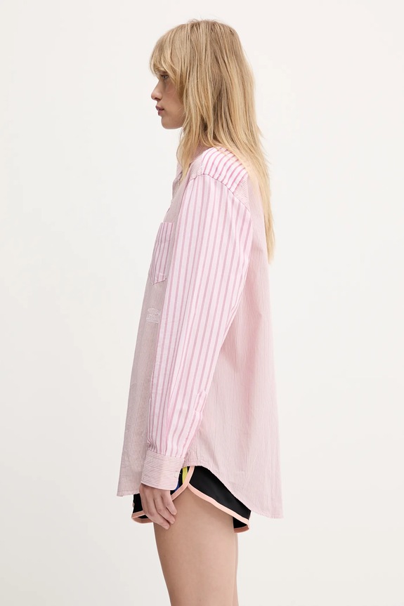 Aries cămașă din bumbac Patchwork LS Shirt roz AR4012003