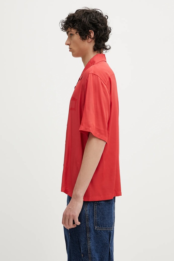 Ρούχα Πουκάμισο Aries Ancient Column Satin Viscose Hawaiian Shirt AR4080003 κόκκινο