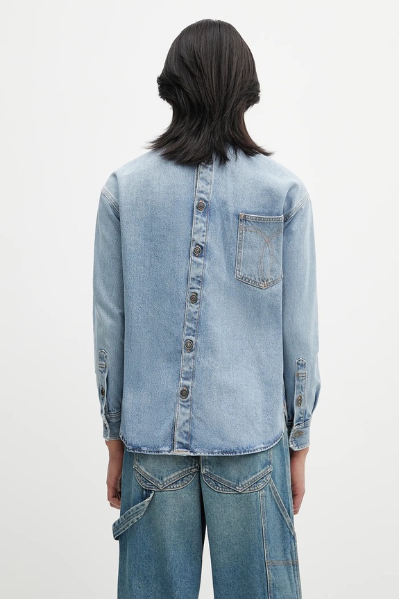 Τζιν πουκάμισο Fiorucci Open Back Embroidered Denim W02SMDSI390DN01DN01 μπλε