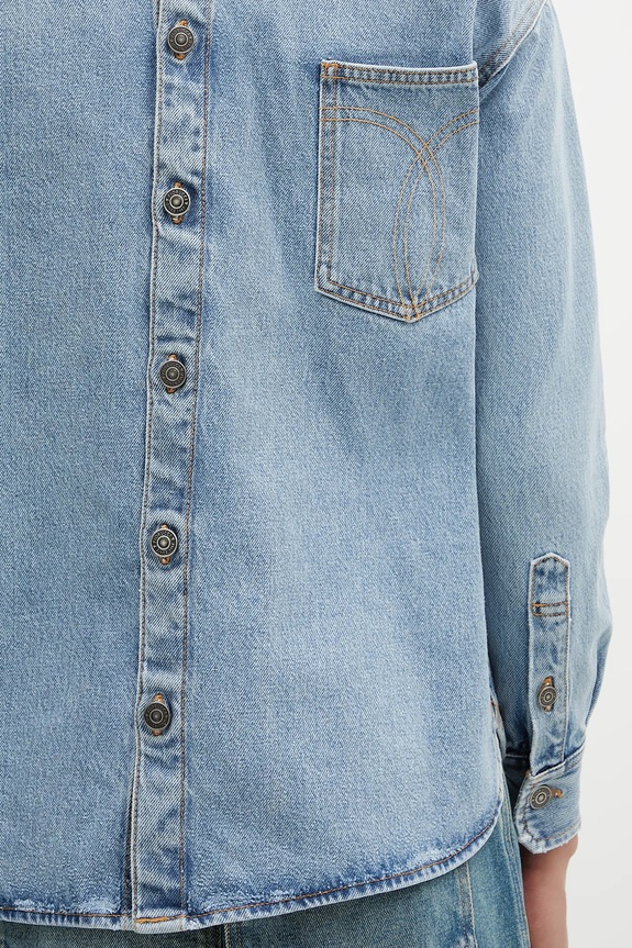 Τζιν πουκάμισο Fiorucci Open Back Embroidered Denim W02SMDSI390DN01DN01