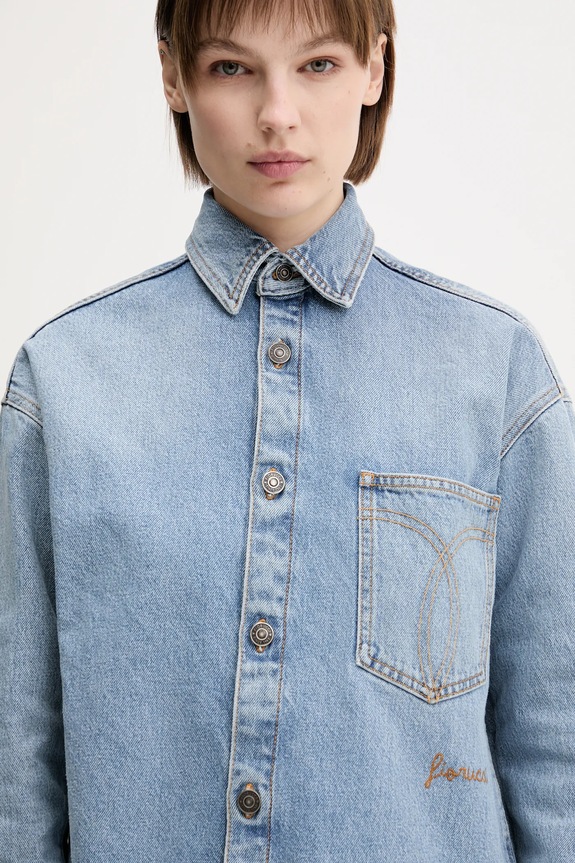 Rifľová košeľa Fiorucci Open Back Embroidered Denim W02SMDSI390DN01DN01