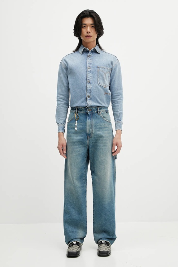 Τζιν πουκάμισο Fiorucci Open Back Embroidered Denim W02SMDSI390DN01DN01