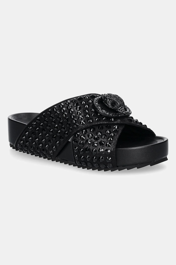 Pantofle Kurt Geiger London Chelsea Cross Strap Dr textilní černá 3973109609.BLACK