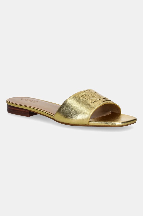 Kožne natikače Lauren Ralph Lauren Everley Sld ravna zlatna 802970531002.710