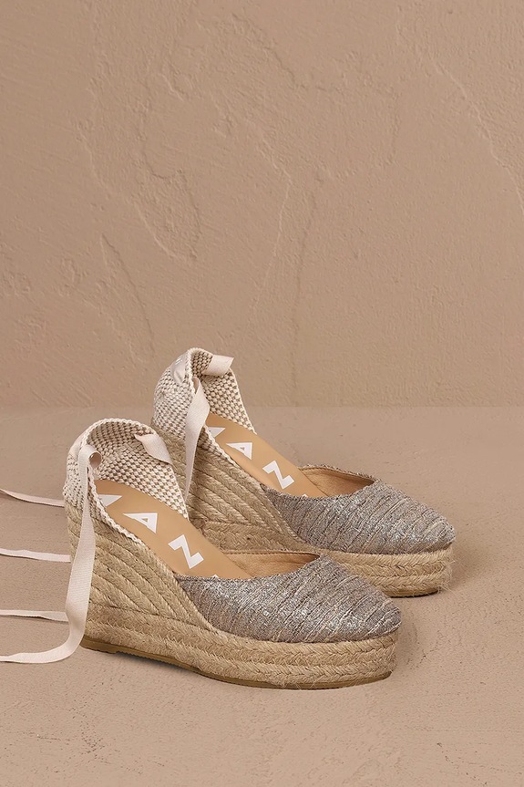 Manebi espadryle Wedge Espadrilles platforma złoty H.3.1.WV