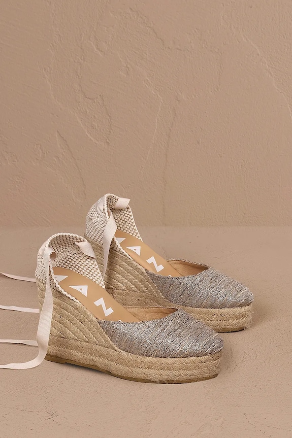 Manebi espadryle Wedge Espadrilles platforma złoty H.3.1.WV