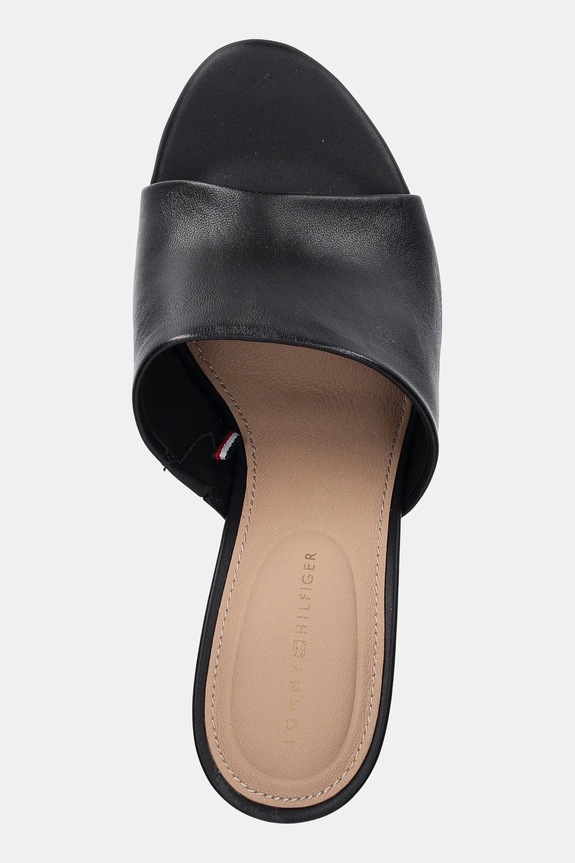 Παντόφλες Tommy Hilfiger LEATHER WEDGE MULE μαύρο FW0FW08418
