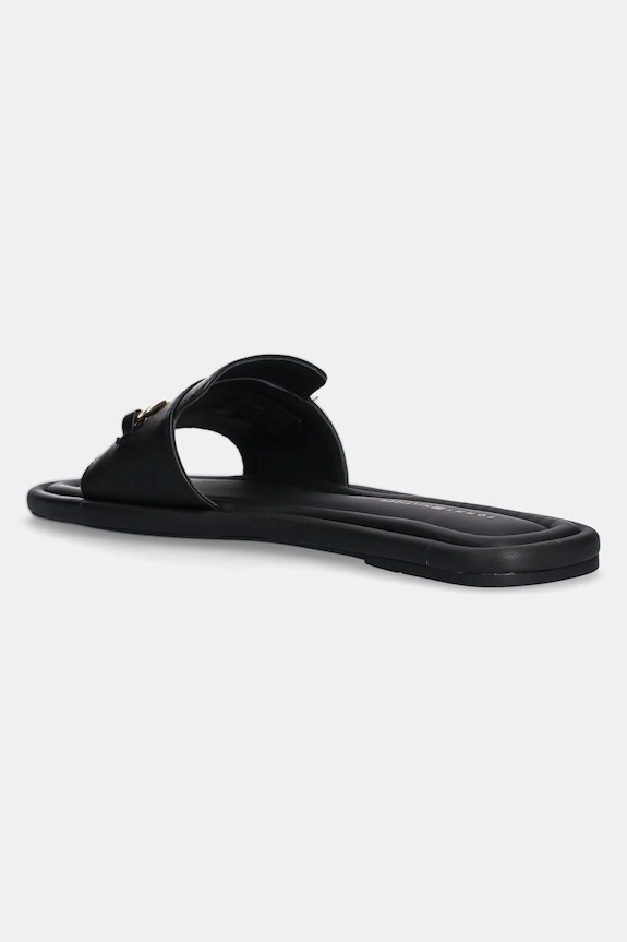 Obuwie Tommy Hilfiger klapki skórzane LEATHER HORSEBIT MULE FW0FW08420 czarny
