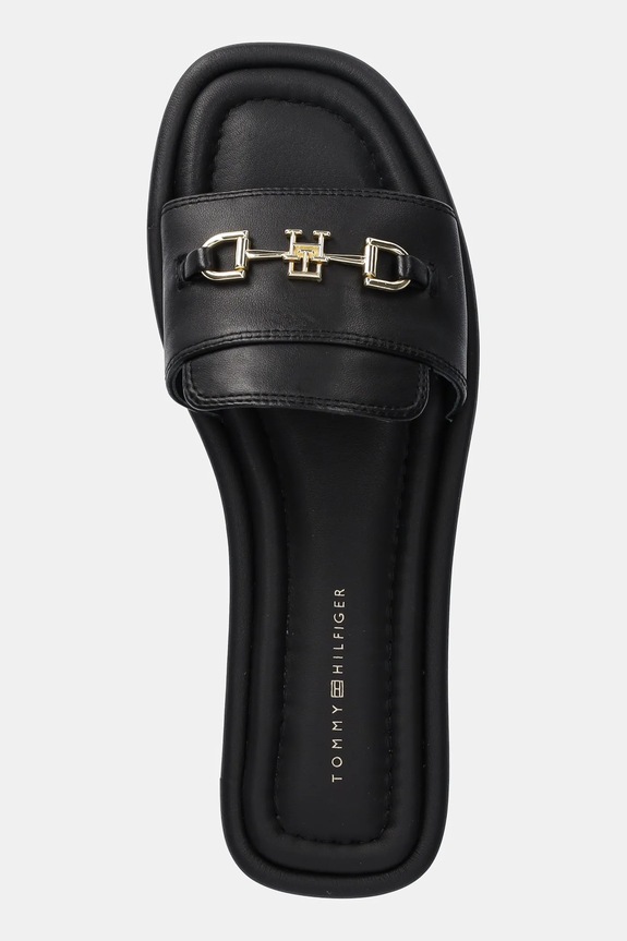 Tommy Hilfiger klapki skórzane LEATHER HORSEBIT MULE czarny FW0FW08420
