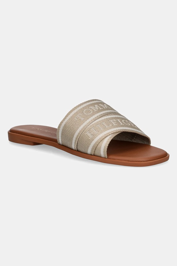 Tommy Hilfiger klapki TOMMY HILFIGER WEBBING MULE tekstylny beżowy FW0FW08421