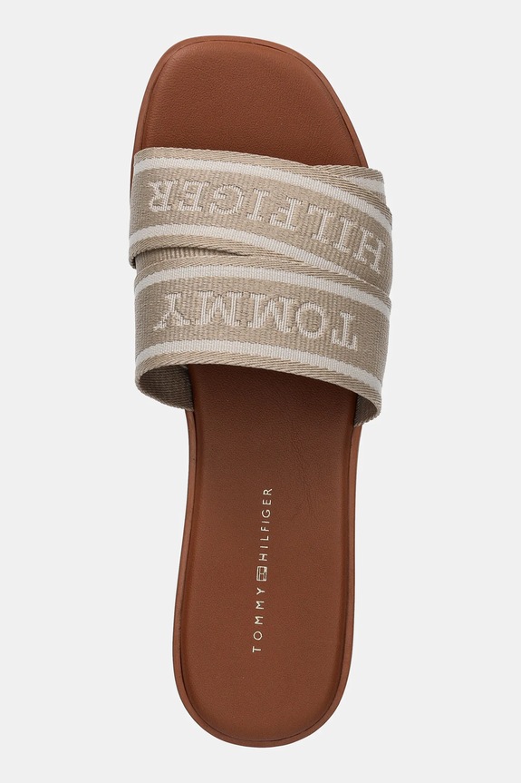 Tommy Hilfiger klapki TOMMY HILFIGER WEBBING MULE beżowy FW0FW08421