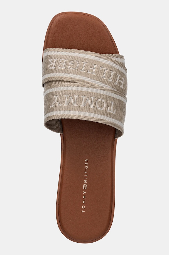 Tommy Hilfiger klapki TOMMY HILFIGER WEBBING MULE beżowy FW0FW08421
