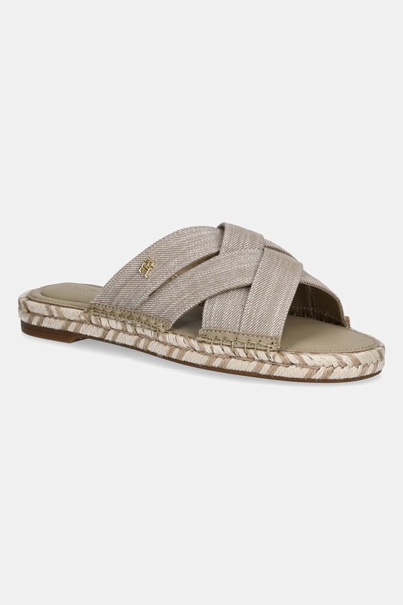 Šľapky Tommy Hilfiger CHAMBRAY ESPADRILLE MULE textilný béžová FW0FW08501