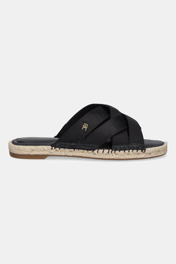 Šľapky Tommy Hilfiger SATIN ESPADRILLE MULE FW0FW08502 čierna SS25