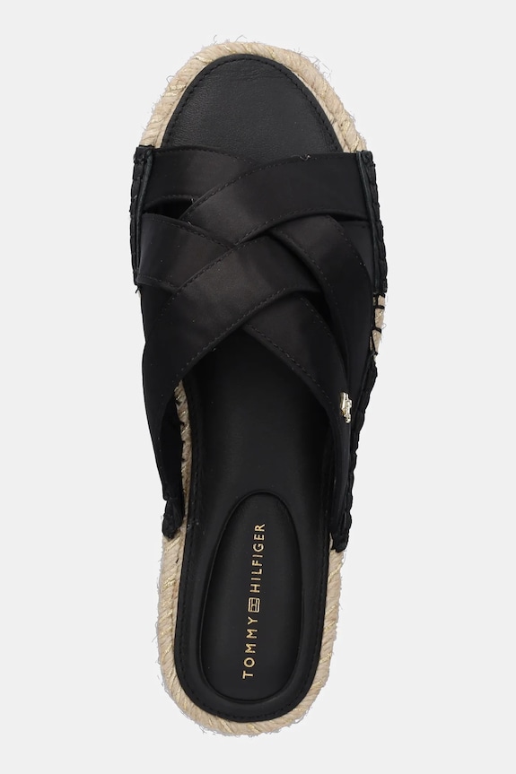 Šľapky Tommy Hilfiger SATIN ESPADRILLE MULE čierna FW0FW08502