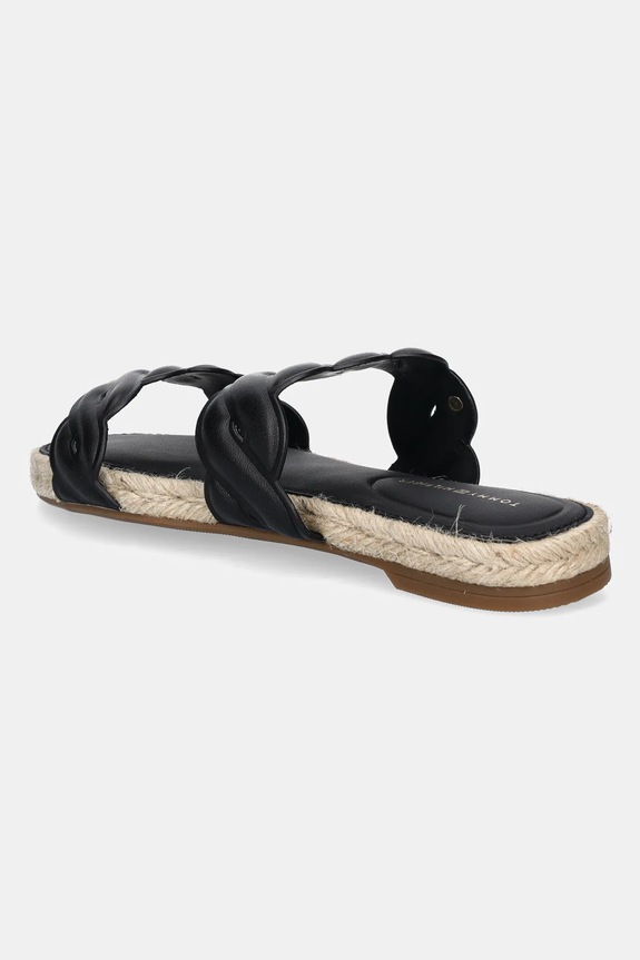Obuv Kožené šľapky Tommy Hilfiger LEATHER ROPE ESPADRILLE MULE FW0FW08503 čierna