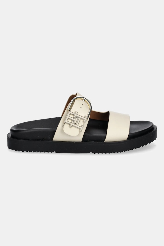 Kožené pantofle Tommy Hilfiger LEATHER SPORTY MULE FW0FW08512 béžová SS25