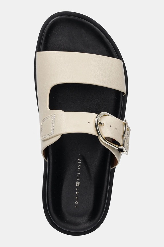 Kožené pantofle Tommy Hilfiger LEATHER SPORTY MULE béžová FW0FW08512