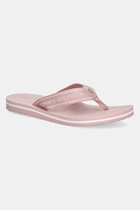 Tommy Hilfiger șlapi HILFIGER WEBBING BEACH SANDAL textil roz FW0FW08515