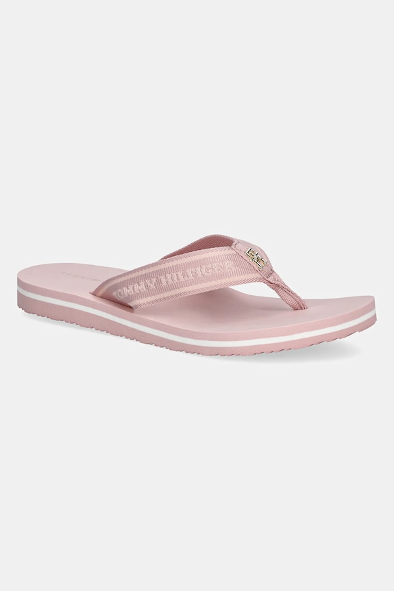 Tommy Hilfiger șlapi HILFIGER WEBBING BEACH SANDAL textil roz FW0FW08515