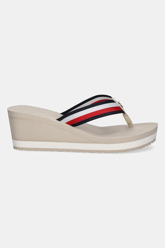 Šľapky Tommy Hilfiger TH CORPORATE WEDGE BEACH SANDAL FW0FW08520 béžová SS25