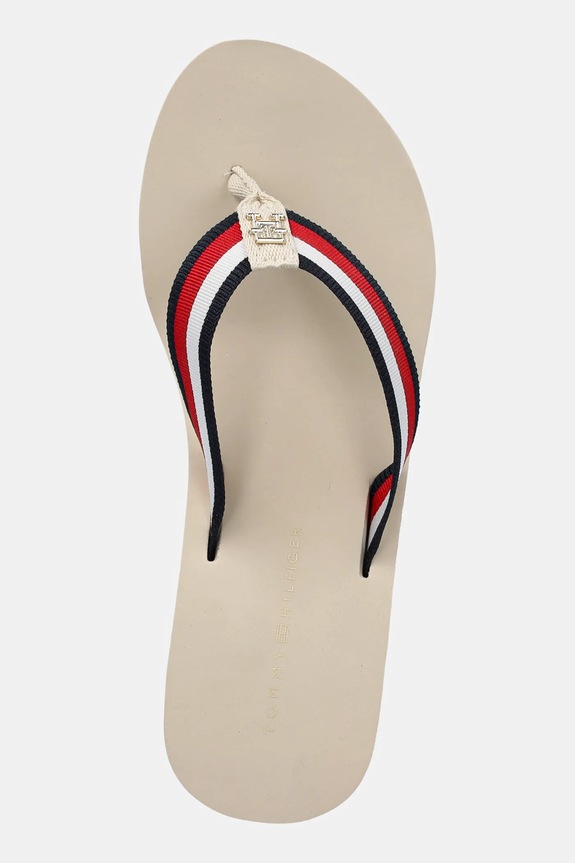 Šľapky Tommy Hilfiger TH CORPORATE WEDGE BEACH SANDAL béžová FW0FW08520