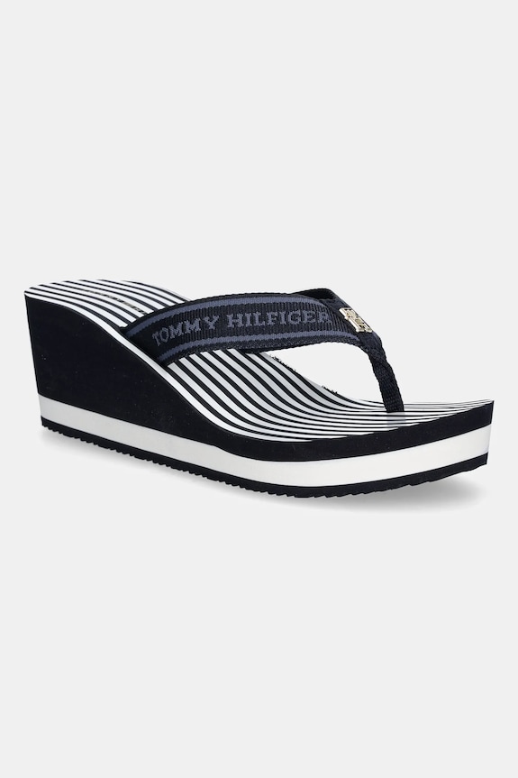Tommy Hilfiger infradito TH STRIPES WEDGE BEACH SANDAL zeppa blu navy FW0FW08521