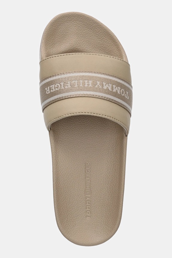 Obuwie Tommy Hilfiger klapki HILFIGER POOLSIDE WITH WEBBING FW0FW08529 beżowy