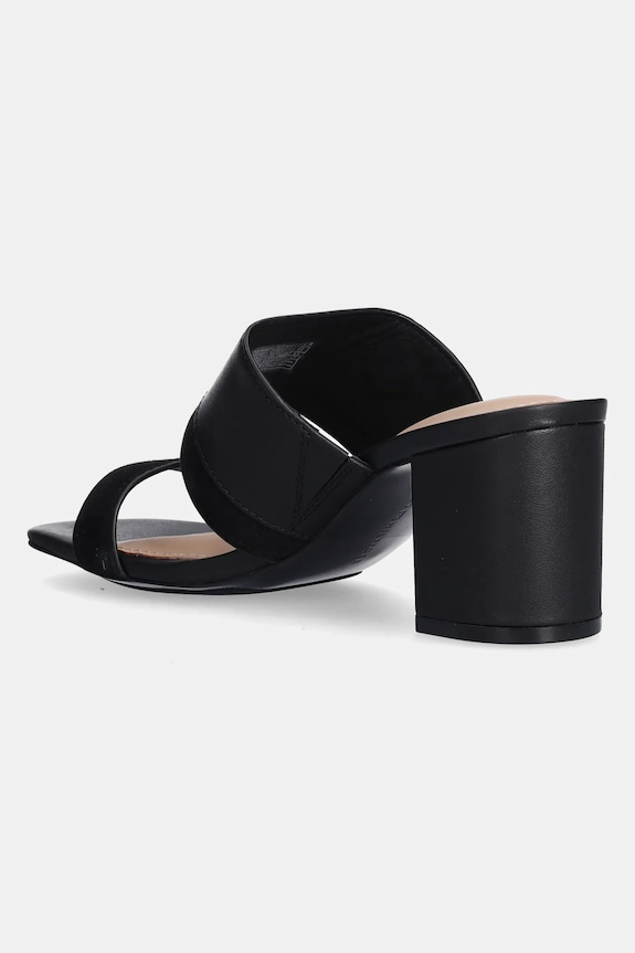 Încălțăminte Tommy Hilfiger slapi de piele LEATHER & SUEDE BLOCK HEEL MULE FW0FW08530 negru