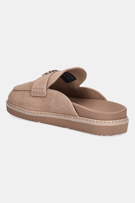 Obuwie Tommy Hilfiger klapki zamszowe SUEDE CLOSED TOE MULE FW0FW08583 beżowy