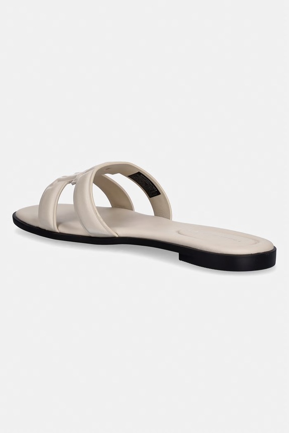 Obuv Tommy Hilfiger šľapky na plochom podpätku dámske kožené TH LOGO STRAP MULE FW0FW08671 béžová