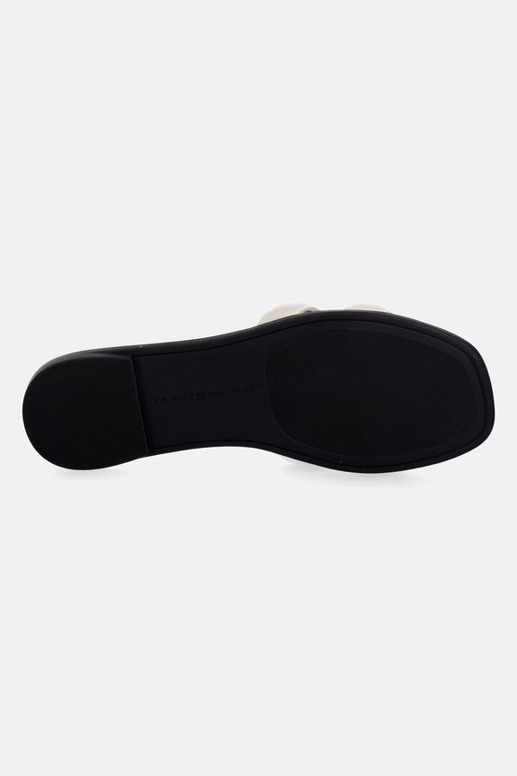 Tommy Hilfiger šľapky na plochom podpätku dámske kožené TH LOGO STRAP MULE FW0FW08671 béžová