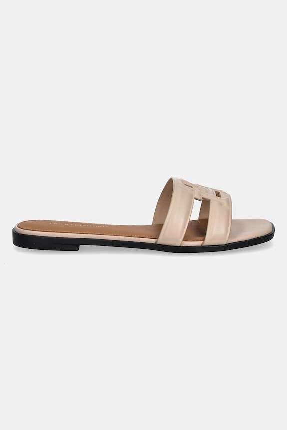 Tommy Hilfiger natikače s niskim potplatom za žene kožne TH LOGO STRAP MULE FW0FW08671 bež SS26